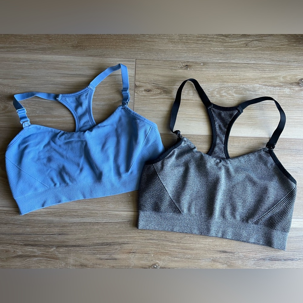 Auden Blue and Gray Nursing Sports Bras Set